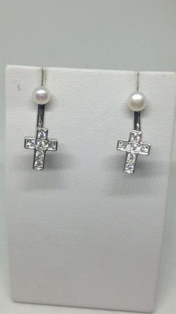 Argento Donna Croce E Perle Punto Luce Rodiato Novita