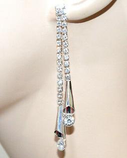 Argento Donna Fili Pendenti Strass Brillantini Cristalli Ele