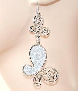 Argento Donna Pendenti Ciondoli Farfalle Brillantini Elegant