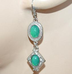 Argento Donna Pietre Agata Verde Pendenti Etnici Ottone Earr