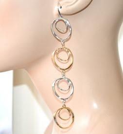 Argento Oro Dorati Donna Cerchi Pendenti Lunghi Cerchio Bouc