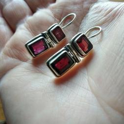 Orecchini, argento sterling 925, granato naturale