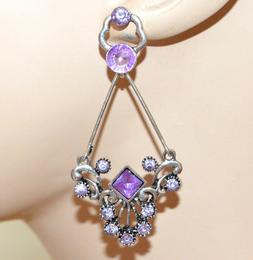 Argento Strass Lilla Glicine Lavanda Donna Pendenti Etnici R