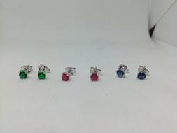 Argento Unisex Punto Luce Zirconi Colorati  Mm 4 E Mm 3 Grif