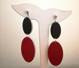 Artigianali Pendenti Doppio Ovale Rosso E Grigio Scuro Lucid