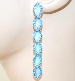 Azzurri Donna Cristalli Pietre Strass Pendenti Cerimonia Ele