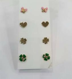 Bambina Argento 925 Placcato Oro Cuore,quadrifoglio,farfalla