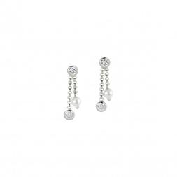 Nomination "bella" In Argento Con Zirconi E Perle - Due Vari