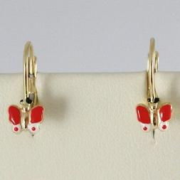 Bimba In Oro Giallo 750 18k Pendenti, Con Farfalle Smaltate,