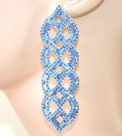 Blu Azzurri Donna Pendenti Cristalli Strass Cerimonia Elegan