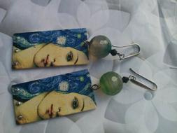 Botticelli /van Gogh Acquamarina Ciondoli Legno Earrings