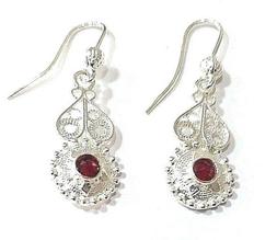 orecchini bottone filigrana sarda argento granata gioielli