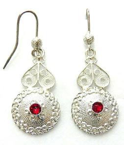 Bottone Filigrana Sarda Argento  Granata Gioielli Sardi Gran