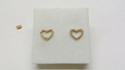 Bottoni Cuori Con Zirconi Oro Giallo 18kt 750 1,7 Grammi