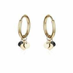 Brand Cerchi Acciaio Nichel Free Dorato Con Cuori E Cristall