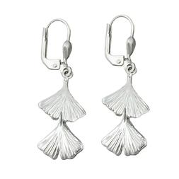 Brisur, Foglia-ginkgo Doppio, 925 Vero Argento, Orecchini D'