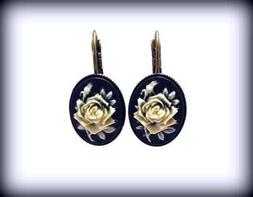 Cameo Cammeo Cabochon Rosa Rossa Farfalla Perla Victorian Go