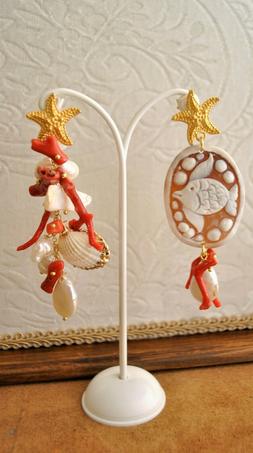 Cameo Corallo Conchiglie E Perle Con Stella Marina
