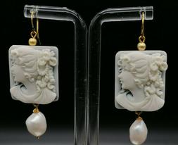 Cammei Pendenti Con Perla E Argento 925 Fatto In Italia