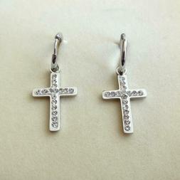 Cerchi Acciaio Inox Croce Pendente Con Zirconi Bianchi  - 10