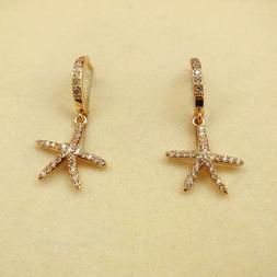 Cerchi Donna Colore Oro Stella Marina Pendente Zirconi Bianc