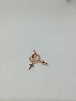 Cerchi In Argento 925/1000 Ramato Con Charms Croce Pendente