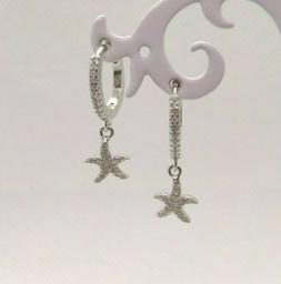 Cerchi In Argento 925/1000 Rodiato Con Charms Stelle Marine 