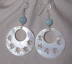 Cerchi Madreperla Traforati Sfere Acquamarina Argento 925