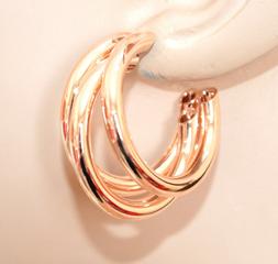 Cerchi Oro Rosa Donna Pendenti Lucidi Semi Aperti Gold Earri