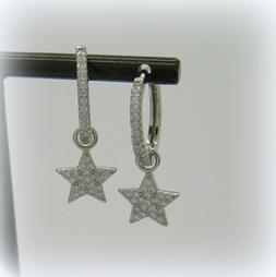 Cerchi Pendenti Stella In Argento E Zirconi