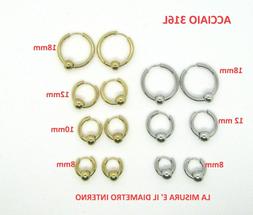 Cerchi Uomo Donna Acciaio Cerchietto Con Pallina Perla Unise