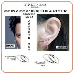 Cerchietto Cerchio In Argento 925 Uomo Donna 2 Coppie 1,2x18