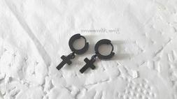 Cerchietto Croce Nera Classica Acciaio Pendente Uomo Donna