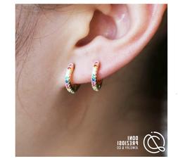 Cerchietto In Argento 925 Dorato Rainbow Hoop Multicolr
