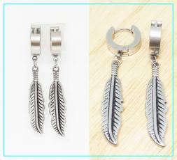 Cerchio Acciaio Uomo Donna Cerchietto  Piuma Lunga Argento