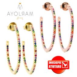 Cerchio Aperto In Argento 925 Ros&egrave; E Dorato Con Zirconi Mul