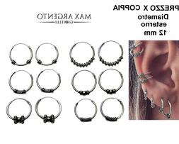 Cerchietto Cerchio 12 Mm Argento 925 Baly Etnik Style Unisex