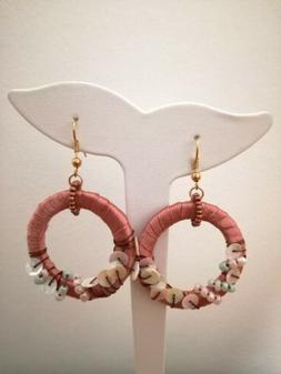 Cerchio Di Raso Rosa Antico Con Intreccio Di Perline E Paill