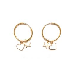 Cerchio Dorati Con Charmes Cuore E Stella Bianca