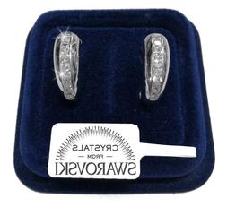 Cerchio Grande Donna Pl. Oro Bianco 18k Con Cristalli Swarov