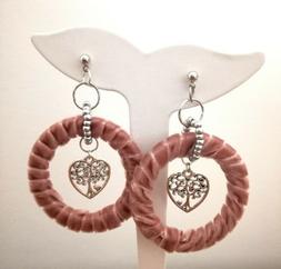 Cerchio Velluto Rosa Antico Con Albero Della Vita In Stile R