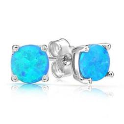Classici In Argento  925 Con Taglio Rotondo Blu Opale Di Fuo