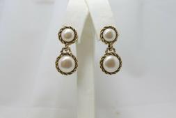 Clip Pendenti Con Perle  Firmati M&s Anni 80 Bigiotteria Vin