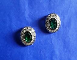 Orecchini-clip vintage,bigiotteria anni 60,metallo,strass e 