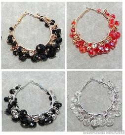 Cerchi Grandi Con Cristalli In Oro,argento Da Donna Eleganti