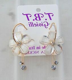 Con Fiori Cristallo Cerchi Oro Da Donna Eleganti Pendenti Bi