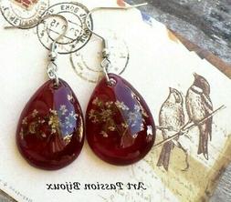 Con Fiori Essiccati In Resina Ecofriendly, Gioiello Handmade