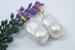 Con Grandi Perle Barocche, Argento 925 Placcato Oro