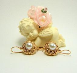 Con Lavorazione Filigranata E Cabochon Con Perla, Stile 1800