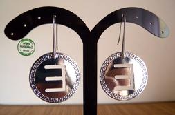 Con Lettera Iniziale Pendente Tondi Greca Color Argento Vist